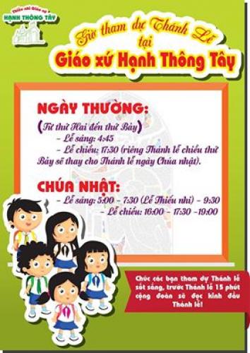 NGÀY GIỜ LỄ GIÁO XỨ